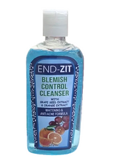 Bottle of END-ZIT blemish control cleanser on a white background